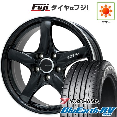 【パンク保証付き】【新品国産車用5穴114.3】 夏タイヤ ホイール4本セット 205/60R16 ヨコハマ ブルーアース RV-03 レアマイスター CS-V(グロスブラック/リムポリッシュ) 7J 16インチ(送料無料)