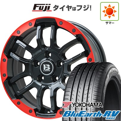 【パンク保証付き】【新品国産車用5穴114.3】 夏タイヤ ホイール4本セット 215/45R18 ヨコハマ ブルーアース RV-03 ビッグウエイ B-LUGNAS FRD(マットブラック/レッドリム) 7.5J 18インチ(送料無料)｜フジコーポレーション