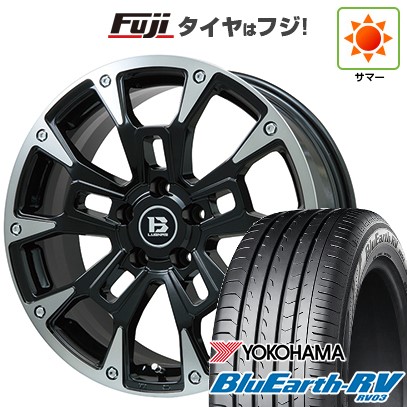 【パンク保証付き】【新品国産車用5穴114.3】 夏タイヤ ホイール4本セット 225/55R18 ヨコハマ ブルーアース RV-03 ビッグウエイ B-LUGNAS BRD(ブラックポリッシュ/ブラッククリア) 7.5J 18インチ(送料無料)