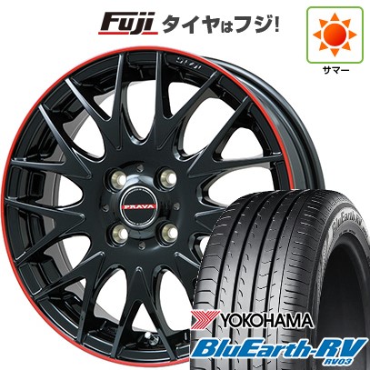 【パンク保証付き】【新品国産車用5穴100】 夏タイヤ ホイール4本セット 195/65R15 ヨコハマ ブルーアース RV-03 ビッグウエイ レイシーン プラバ9MJrII グロスブラック/レッドリム 6J 15インチ(送料無料)｜フジコーポレーション