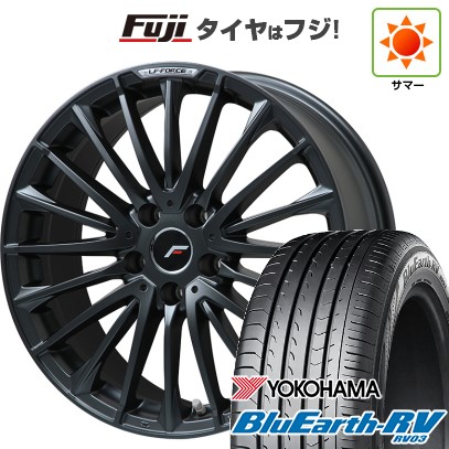 【パンク保証付き】【新品国産車用5穴114.3】 夏タイヤ ホイール4本セット 235/50R18 ヨコハマ ブルーアース RV-03 レアマイスター LF-FORCE マットブラック(平座ナット) 7.5J 18インチ(送料無料)
