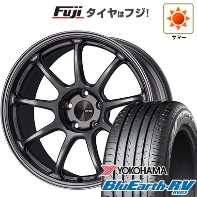 【パンク保証付き】【新品国産車用5穴114.3】 夏タイヤ ホイール4本セット 225/60R18 ヨコハマ ブルーアース RV-03 ENKEI エンケイ PerformanceLine PF09 7.5J 18インチ(送料無料)