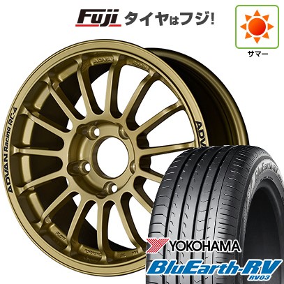 【パンク保証付き】【新品国産車用4穴100】 夏タイヤ ホイール4本セット 185/60R15 ヨコハマ ブルーアース RV-03 ヨコハマ アドバンレーシング RC-4 6J 15インチ(送料無料)