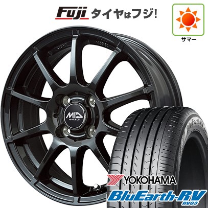 【パンク保証付き】【新品国産車用4穴100】 夏タイヤ ホイール4本セット 185/60R15 ヨコハマ ブルーアース RV-03 MID WHEELS スタッグ ストロングガンメタ 5.5J 15インチ(送料無料)