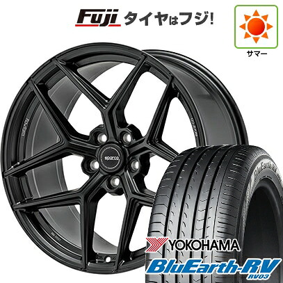 【パンク保証付き】【新品国産車用5穴114.3】 夏タイヤ ホイール4本セット 225/45R18 ヨコハマ ブルーアース RV-03 OZ SPARCO FF3 8J 18インチ(送料無料)