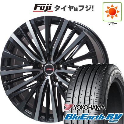 【パンク保証付き】【新品国産車用5穴114.3】 夏タイヤ ホイール4本セット 225/50R18 ヨコハマ ブルーアース RV-03 プレミックス MER-V ブラッククリア 7J 18インチ(送料無料)