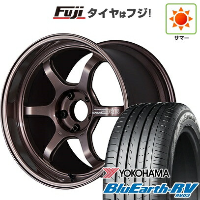 【パンク保証付き】【新品国産車用5穴114.3】 夏タイヤ ホイール4本セット 225/50R18 ヨコハマ ブルーアース RV-03 ヨコハマ アドバンレーシング R6 8J 18インチ(送料無料)