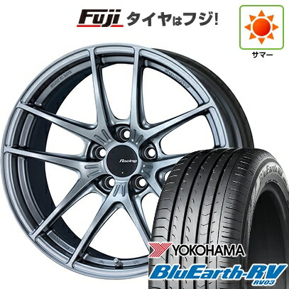 【パンク保証付き】【新品国産車用5穴114.3】 夏タイヤ ホイール4本セット 215/45R18 ヨコハマ ブルーアース RV-03 ENKEI エンケイ Racing NVR5 7.5J 18インチ(送料無料)｜フジコーポレーション