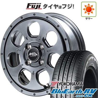 【パンク保証付き】【新品 軽自動車】タフト ソリオ 夏タイヤ ホイール4本セット 165/65R15 ヨコハマ ブルーアース RV-03CK MID WHEELS マッドエージェント 4.5J 15インチ(送料無料)