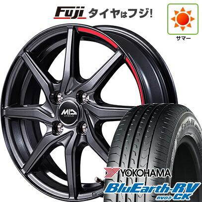 【パンク保証付き】【新品 軽自動車】タフト ソリオ 夏タイヤ ホイール4本セット 165/65R15 ヨコハマ ブルーアース RV-03CK MID WHEELS RX810 アクティブブラック 4.5J 15インチ(送料無料)