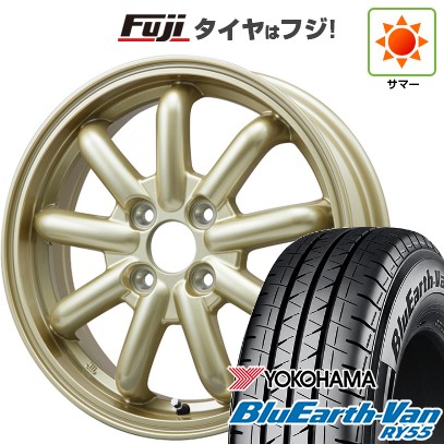 【新品 軽自動車】軽トラ 軽バン 夏タイヤ ホイール4本セット 145/80R12 80/78N ヨコハマ ブルーアース Van RY55 ブランドルライン ストレンジャーKST-9改 ゴールド 3.5J 12インチ(送料無料)