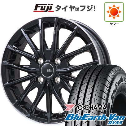 【新品 軽自動車】軽トラ 軽バン 夏タイヤ ホイール4本セット 145/80R12 80/78N ヨコハマ ブルーアース Van RY55 ブランドルライン DF-10M グロスブラック/リムポリッシュ 3.5J 12インチ(送料無料)