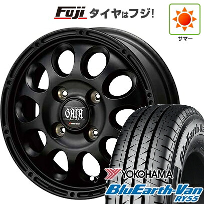 【新品 軽自動車】軽トラ 軽バン 夏タイヤ ホイール4本セット 145/80R12 80/78N ヨコハマ ブルーアース Van RY55 MID WHEELS ガイア クロス 4J 12インチ(送料無料)
