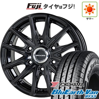 【新品】ハイエース200系 夏タイヤ ホイール4本セット 195/80R15 107/105N ヨコハマ ブルーアース Van RY55 ホットスタッフ バイソン BN-01 6J 15インチ(送料無料)