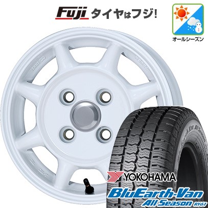 【新品 軽自動車】軽トラ 軽バン オールシーズンタイヤ ホイール4本セット 145/80R12 80/78N ヨコハマ ブルーアース Van RY61 オールシーズン ENKEI エンケイ SAM タフ 4J 12インチ(送料無料)