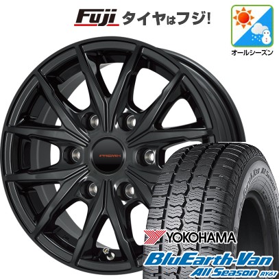 【新品】キャラバン オールシーズンタイヤ ホイール4本セット 195/80R15 107/105N ヨコハマ ブルーアース Van RY61 オールシーズン プレミックス HC2x6(グロスブラック) 6J 15インチ(送料無料)｜フジコーポレーション