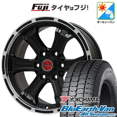 【新品】ハイエース200系 オールシーズンタイヤ ホイール4本セット 195/80R15 107/105N ヨコハマ ブルーアース Van RY61 オールシーズン ビッグウエイ B-MUD K(グロスブラックリムポリッシュ) 6J 15インチ(送料無料)|フジコーポレーション