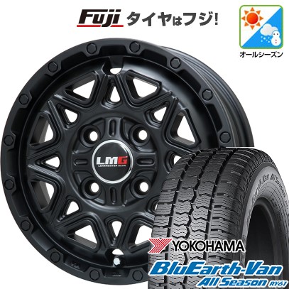 【新品 軽自動車】軽トラ 軽バン オールシーズンタイヤ ホイール4本セット 145/80R12 80/78N ヨコハマ ブルーアース Van RY61 オールシーズン レアマイスター LMG モンタグナ(マットブラック) 4J 12インチ(送料無料)