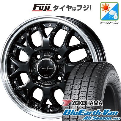 【新品 軽自動車】軽トラ 軽バン オールシーズンタイヤ ホイール4本セット 145/80R12 80/78N ヨコハマ ブルーアース Van RY61 オールシーズン ブレスト ユーロスポーツ タイプ815 4J 12インチ(送料無料)｜フジコーポレーション