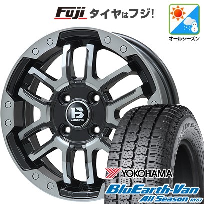 【新品 軽自動車】軽トラ 軽バン オールシーズンタイヤ ホイール4本セット 145/80R12 80/78N ヨコハマ ブルーアース Van RY61 オールシーズン ビッグウエイ B-LUGNAS FRD(ブラックポリッシュ/ブラッククリア) 4J 12インチ(送料無料)