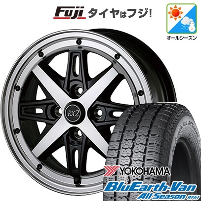 【新品 軽自動車】軽トラ 軽バン オールシーズンタイヤ ホイール4本セット 145/80R12 80/78N ヨコハマ ブルーアース Van RY61 オールシーズン アルジェノン フェニーチェ RX-2 4J 12インチ(送料無料)