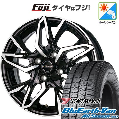 【新品 軽自動車】軽トラ 軽バン オールシーズンタイヤ ホイール4本セット 145/80R12 80/78N ヨコハマ ブルーアース Van RY61 オールシーズン ホットスタッフ クロノス CH-112 4J 12インチ(送料無料)