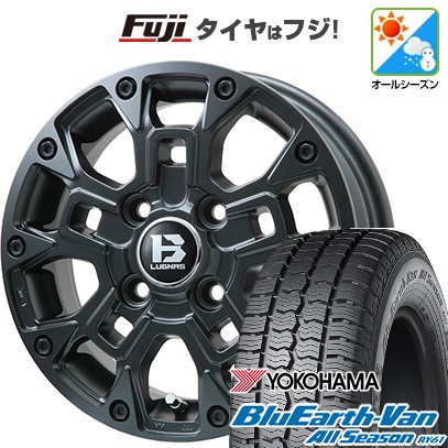 【新品 軽自動車】軽トラ 軽バン オールシーズンタイヤ ホイール4本セット 145/80R12 80/78N ヨコハマ ブルーアース Van RY61 オールシーズン ビッグウエイ B-LUGNAS BRD(マットブラック) 4J 12インチ(送料無料)