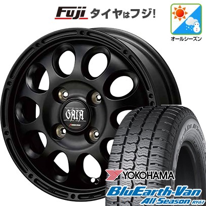 【新品 軽自動車】軽トラ 軽バン オールシーズンタイヤ ホイール4本セット 145/80R12 80/78N ヨコハマ ブルーアース Van RY61 オールシーズン MID WHEELS ガイア クロス 4J 12インチ(送料無料)