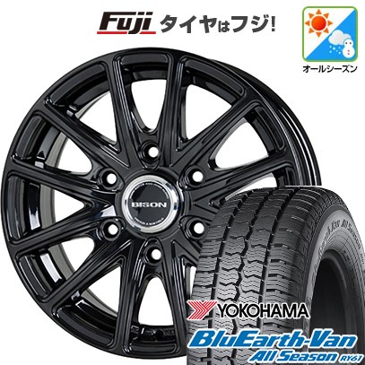 【新品】ハイエース200系 オールシーズンタイヤ ホイール4本セット 195/80R15 107/105N ヨコハマ ブルーアース Van RY61 オールシーズン ホットスタッフ バイソン BN-01 6J 15インチ(送料無料)｜フジコーポレーション
