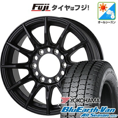 【新品】ハイエース200系 オールシーズンタイヤ ホイール4本セット 195/80R15 107/105N ヨコハマ ブルーアース Van RY61 オールシーズン ゴジゲン ブラックマン G I 6J 15インチ(送料無料)
