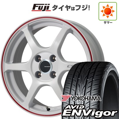 【新品国産車用5穴100】 夏タイヤ ホイール4本セット 215/45R17 ヨコハマ エイビッド エンビガーS321 レアマイスター CS-V6(ホワイト/レッドライン) 7J 17インチ(送料無料)｜フジコーポレーション