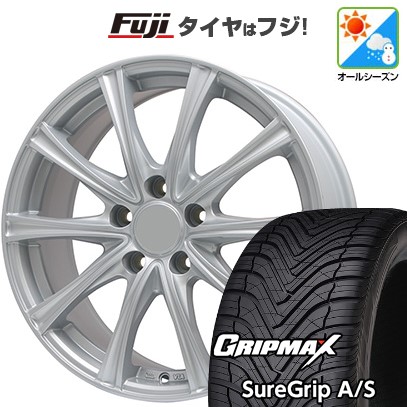 【新品国産車用5穴114.3】 オールシーズンタイヤ ホイール4本セット 215/50R18 グリップマックス シュアグリップ オールシーズン(限定) エルベ エステローザ MZV シルバー 7.5J 18インチ(送料無料)