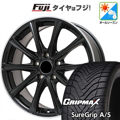 【新品国産車用5穴114.3】 オールシーズンタイヤ ホイール4本セット 225/45R18 グリップマックス シュアグリップ オールシーズン(限定) エルベ エステローザ MZV ブラックリムポリッシュ 7.5J 18インチ(送料無料)|フジコーポレーション