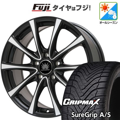 【新品国産車用5穴114.3】 オールシーズンタイヤ ホイール4本セット 215/45R18 グリップマックス シュアグリップ オールシーズン(限定) プレミックス アマルフィV Jr(ブラックポリッシュ) 18インチ(送料無料)
