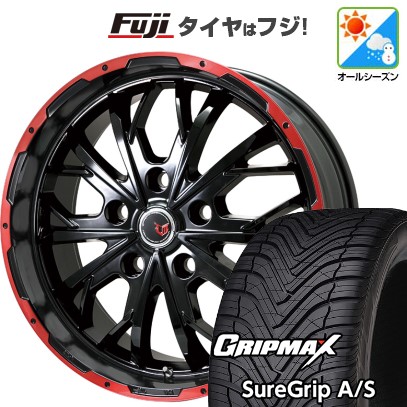 【新品国産車用5穴114.3】 オールシーズンタイヤ ホイール4本セット 245/40R20 グリップマックス シュアグリップ オールシーズン(限定) レアマイスター LMG ヴァスティア(グロスブラック/レッドリム) 8.5J 20インチ(送料無料)