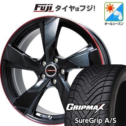 【新品国産車用5穴114.3】 オールシーズンタイヤ ホイール4本セット 225/45R19 グリップマックス シュアグリップ オールシーズン(限定) プレミックス ヴェランV(グロスブラック/レッドリム) 8J 19インチ(送料無料)