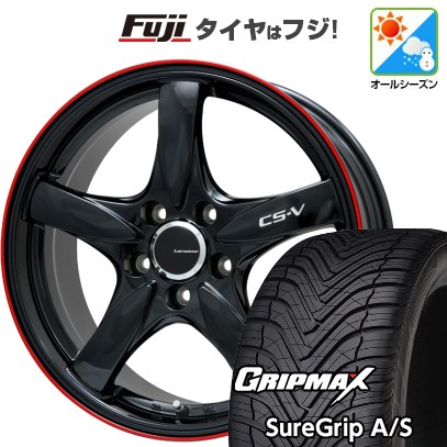 【新品国産車用5穴100】 オールシーズンタイヤ ホイール4本セット 225/40R18 グリップマックス シュアグリップ オールシーズン(限定) レアマイスター CS-V(グロスブラック/レッドリム) 8J 18インチ(送料無料)｜フジコーポレーション