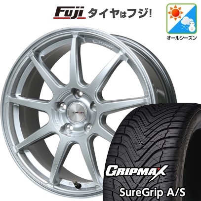 【新品国産車用5穴114.3】 オールシーズンタイヤ ホイール4本セット 215/50R18 グリップマックス シュアグリップ オールシーズン(限定) レアマイスター LMスポーツ LM-QR ハイパーシルバー 7.5J 18インチ(送料無料)|フジコーポレーション