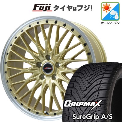 【新品国産車用5穴114.3】 オールシーズンタイヤ ホイール4本セット 245/40R20 グリップマックス シュアグリップ オールシーズン(限定) プレミックス MER PROMESH ゴールド/リムポリッシュ 8.5J 20インチ(送料無料)
