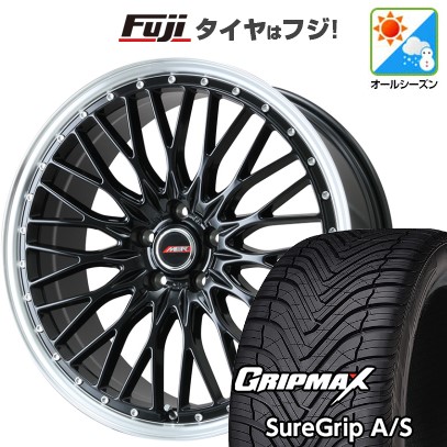 【新品国産車用5穴114.3】 オールシーズンタイヤ ホイール4本セット 225/45R18 グリップマックス シュアグリップ オールシーズン(限定) プレミックス MER PROMESH グロスブラック/リムポリッシュ 7.5J 18インチ(送料無料)