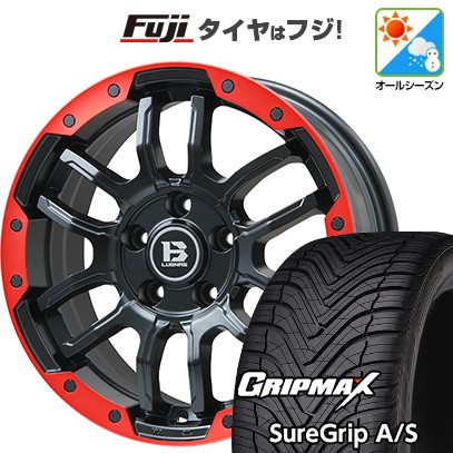【新品国産車用5穴114.3】 オールシーズンタイヤ ホイール4本セット 215/50R18 グリップマックス シュアグリップ オールシーズン(限定) ビッグウエイ B-LUGNAS FRD(マットブラック/レッドリム) 7.5J 18インチ(送料無料)