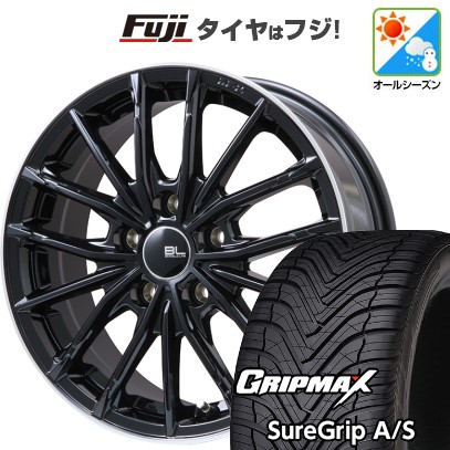 【新品国産車用5穴114.3】 オールシーズンタイヤ ホイール4本セット 225/45R18 グリップマックス シュアグリップ オールシーズン(限定) ブランドルライン DF-10M グロスブラック/リムポリッシュ 7.5J 18インチ(送料無料)|フジコーポレーション