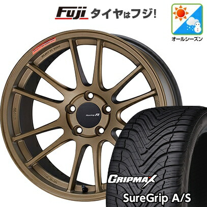 【新品国産車用5穴100】 オールシーズンタイヤ ホイール4本セット 225/40R18 グリップマックス シュアグリップ オールシーズン(限定) ENKEI エンケイ Racing Revolution GTC01 RR チタニウムゴールド 7.5J 18インチ(送料無料)