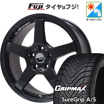 【新品国産車用5穴114.3】 オールシーズンタイヤ ホイール4本セット 225/45R18 グリップマックス シュアグリップ オールシーズン(限定) レアマイスター LMスポーツ LM-05R(グロスブラック) 7.5J 18インチ(送料無料)|フジコーポレーション