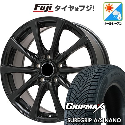 【新品国産車用5穴100】 オールシーズンタイヤ ホイール4本セット 225/60R17 グリップマックス シュアグリップ オールシーズン ナノ(限定) エルベ エステローザ FSV グロスブラック 7J 17インチ(送料無料)