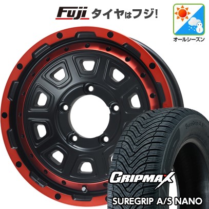 【新品】ジムニー オールシーズンタイヤ ホイール4本セット 175/80R16 グリップマックス シュアグリップ オールシーズン ナノ(限定) レアマイスター LMG DS-10 マットブラック/レッドリム 5.5J 16インチ(送料無料)