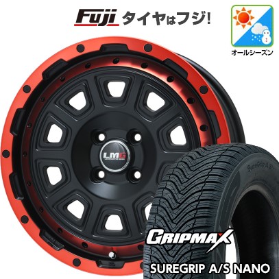 【新品】ライズ/ロッキー（ガソリン） オールシーズンタイヤ ホイール4本セット 195/60R17 グリップマックス シュアグリップ オールシーズン ナノ(限定) レアマイスター LMG DS-10 マットブラック/レッドリム 6.5J 17インチ(送料無料)