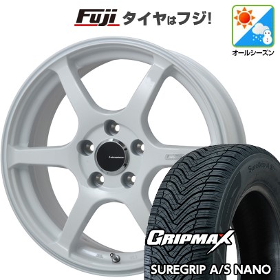 【新品】60系プリウス オールシーズンタイヤ ホイール4本セット 195/60R17 グリップマックス シュアグリップ オールシーズン ナノ(限定) レアマイスター CS-V6(ホワイト) 7J 17インチ(送料無料)