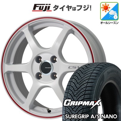 【新品】60系プリウス オールシーズンタイヤ ホイール4本セット 195/60R17 グリップマックス シュアグリップ オールシーズン ナノ(限定) レアマイスター CS-V6(ホワイト/レッドライン) 7J 17インチ(送料無料)