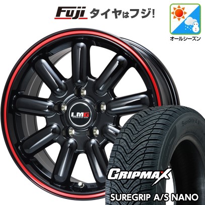 【新品国産車用5穴114.3】 オールシーズンタイヤ ホイール4本セット 225/60R17 グリップマックス シュアグリップ オールシーズン ナノ(限定) レアマイスター LMG MOS-9(グロスブラック/レッドライン) 7J 17インチ(送料無料)